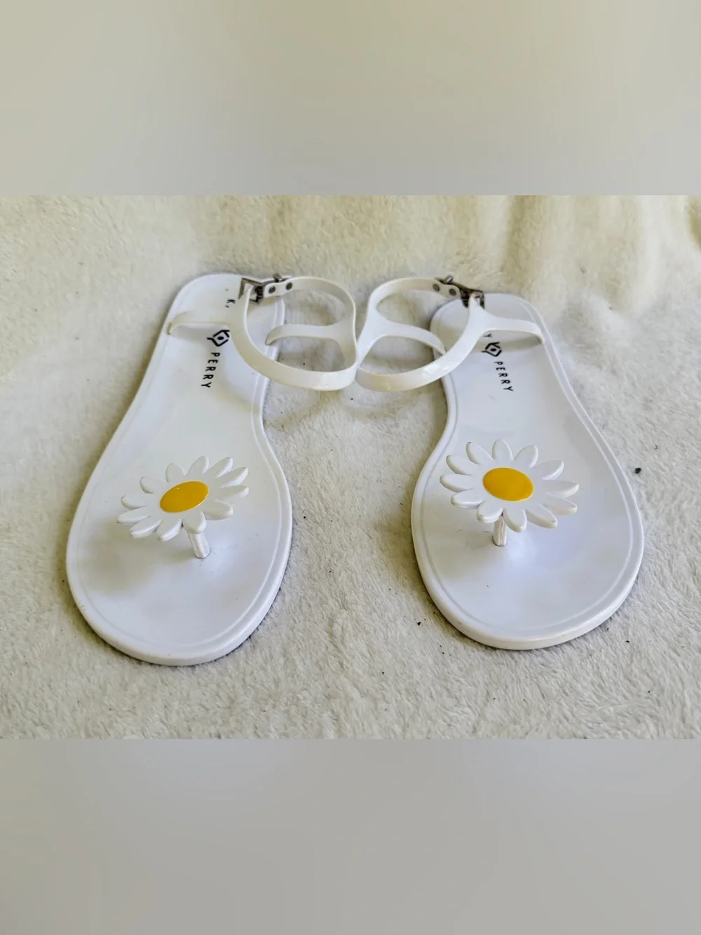 2 Pairs of Katy Perry Jelly Thong Sandals Size 10 Lemon Slices Daisy Flowers